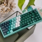 Dark Green Forest 94+114 PBT Dye-subbed PC Crystal Semitransparent Backlit Cool Keycaps Set Screen Printing for Cherry MX Keyboard